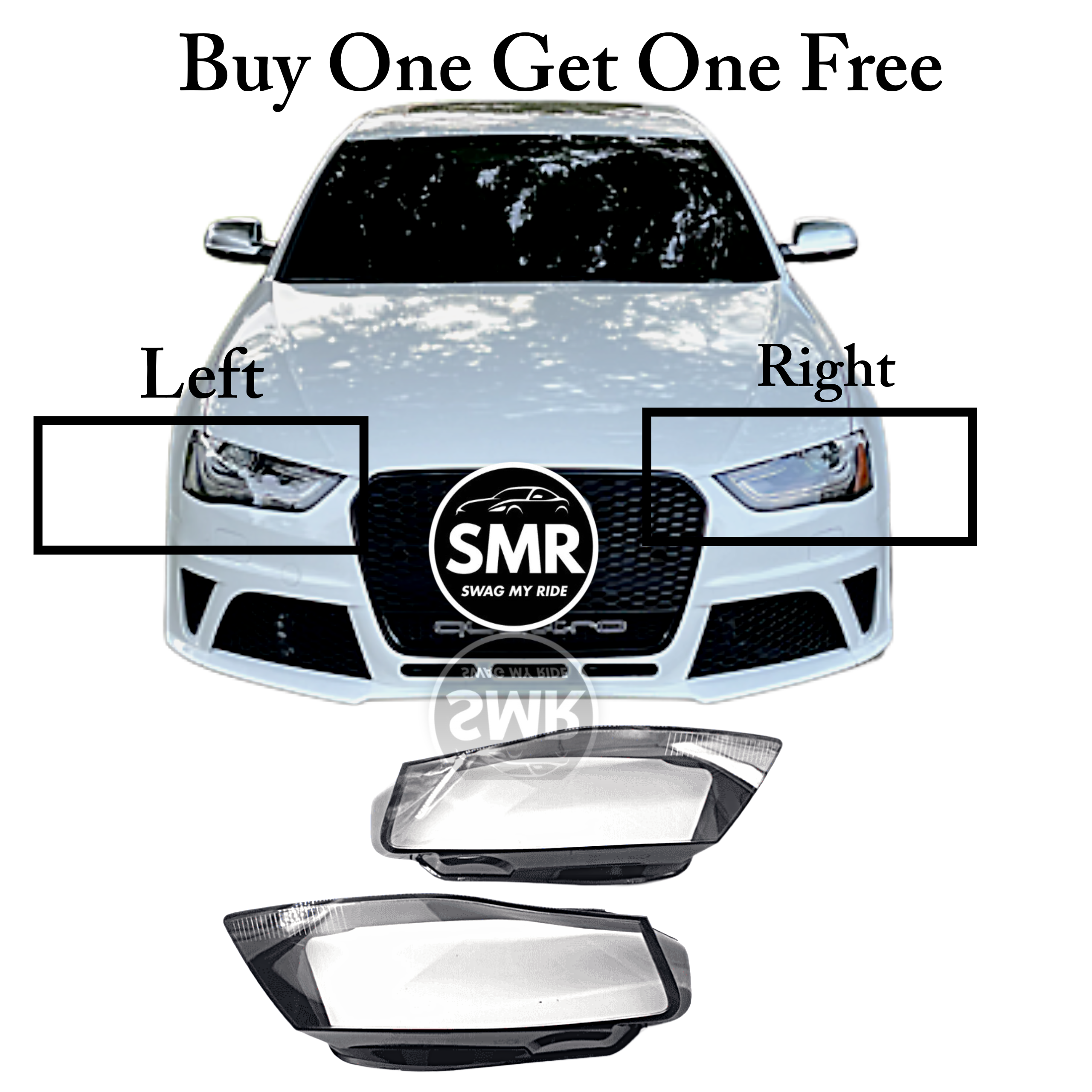 Audi A4 B8PA (2013- 2016) headlight lens cover Right-side Buy One Get The Left Hand Side Free